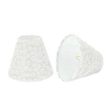 32113-2A Hardback Empire Clip-On Chandelier Lamp Shade White 3" Top x 6" Bott...