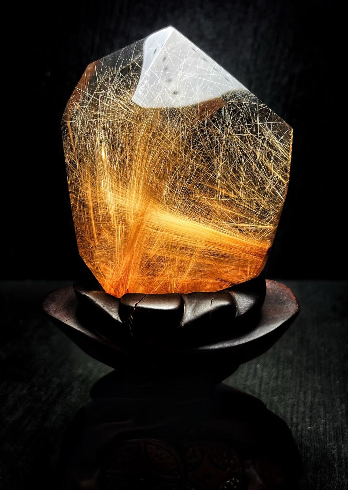 2.55LB Top Natural Rutilated crystal Quartz Mineral specimen reiki Decor+stand