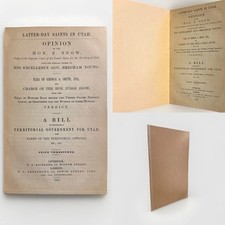 1852 Opinion of the Hon. Z. Snow 1st Ed-Brigham Young-George A Smith-Mormon Utah