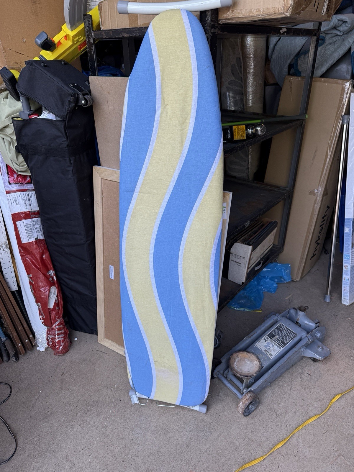 Ing Board With Retractable Iron Rest, Blue And Yellow