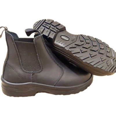 NEW Aggressor Black Leather steel toe Chelsea Boots Female US 9 Standard Width 