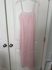 Dreamy Nights By Avon Silky Slip Gown Women L Baby Pink Y2K Nylon USA