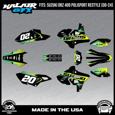 Graphics Kit for Suzuki DRZ400 Polisport Restyle  (2000-2024) Spear-BLUE-SHIFT