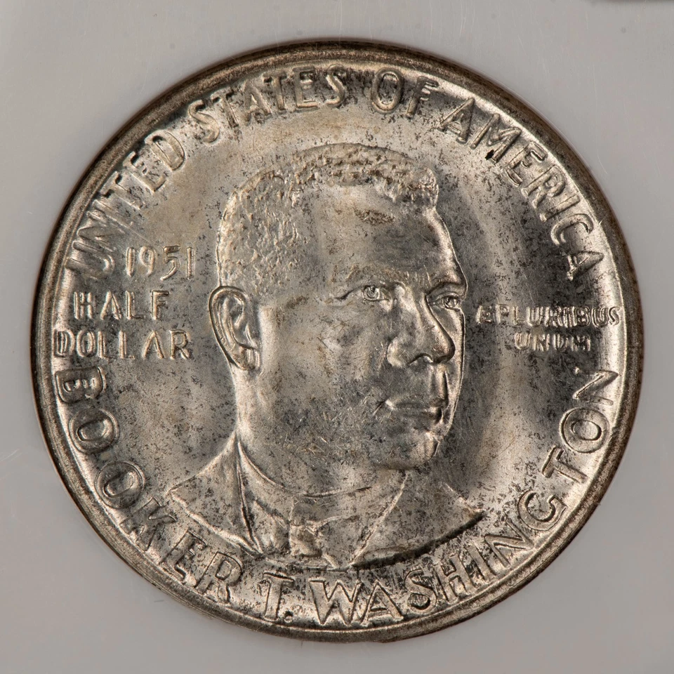 1951 50c BTW Booker Washington Commemorative Silver Half Dollar NGC MS 64 C1250 - Image 3 of 4