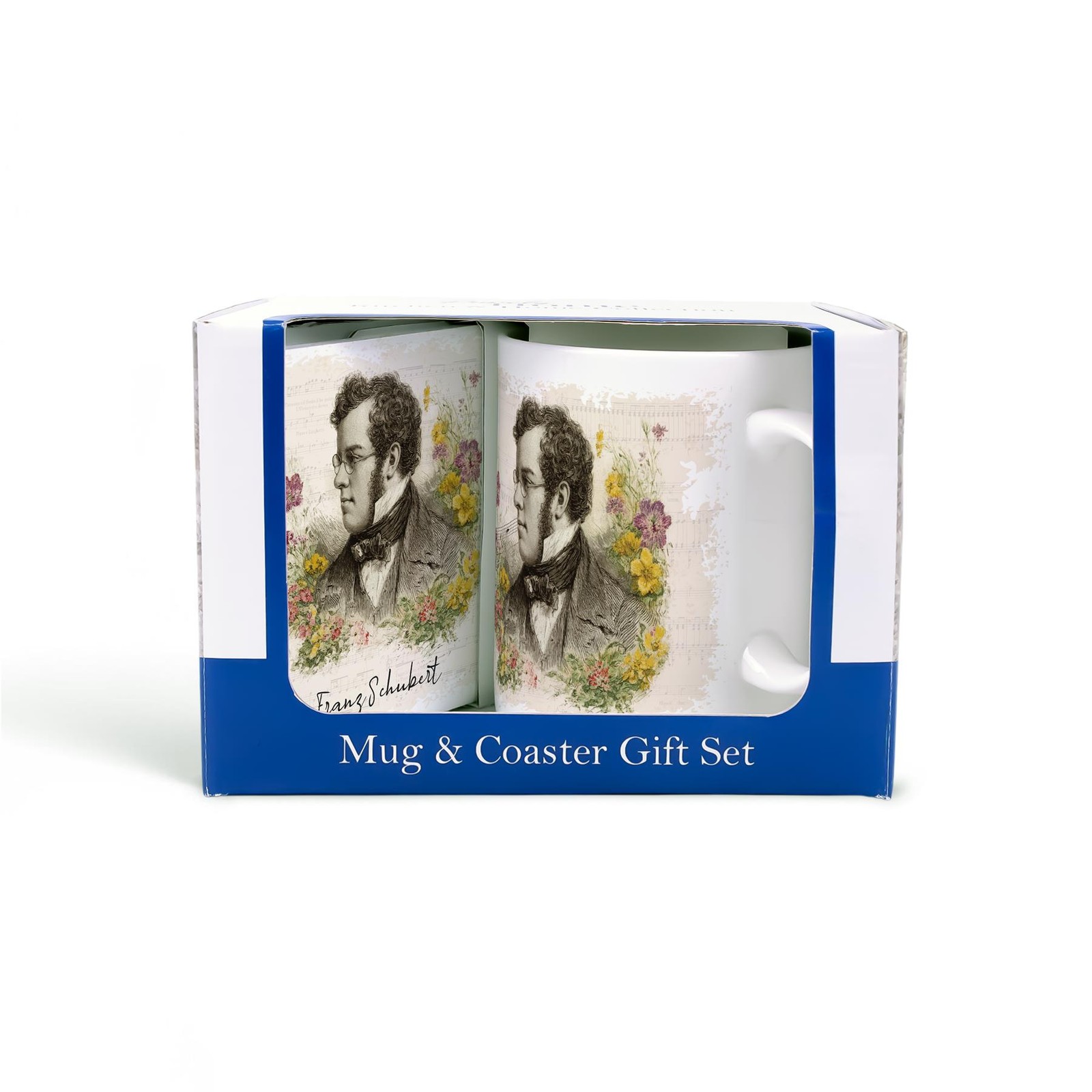 Schubert Mug & Coaster Gift Set - Classical Music Composer Portraits Present