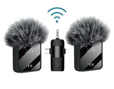 Dual Wireless Lavalier Microphone 2 Mics USB-C iPhone Android TikTok YouTube Pod