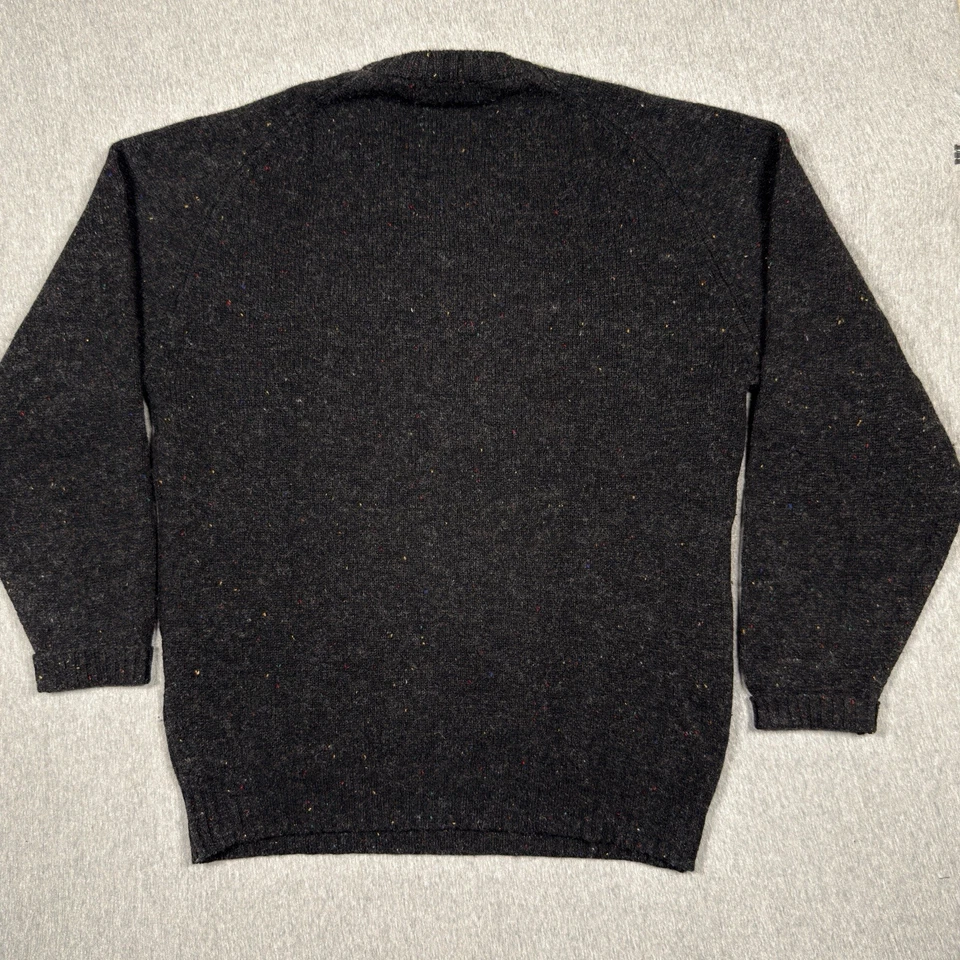 VTG Lands End 100% Shetland Wool Sweater Mens Large Tall Black Speckled England - Image 2 of 4