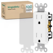 Decorator Wall Receptacle Outlet Self-grounding 15A 125V 3 Wire 5-15R UL 100Pack