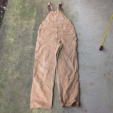 Vintage Carhartt R01 BRN Double Knee Duck Bib Overalls 40x36 Brown Workwear