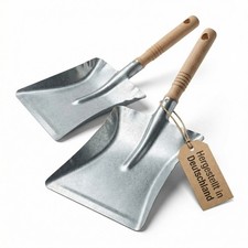 2 Stück Kehrschaufel Metall verzinkt Holzgriff Kehrblech Kaminschaufel Schaufel