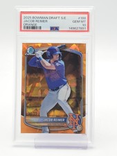 JACOB REIMER 2025 BOWMAN DRAFT CHROME ORANGE ROOKIE /25 #BDC-188 PSA 10 Q1829