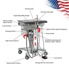 Dental Portable Mobile Delivery Unit System With Electric Lift 4Hole Suction