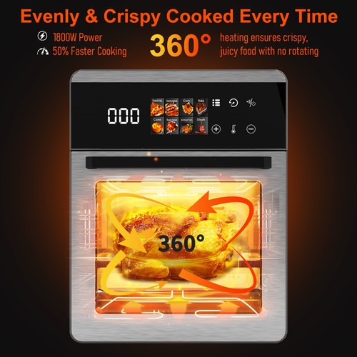 Bluebow 21QT Air Fryer Backofen, 8-in-1 multifunktionaler digitaler Touchscreen, schwarz - Bild 3 von 6
