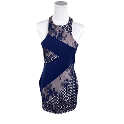 Few Moda New York Women's Sleeveless Dress Size S Navy Blue Lace Lined