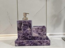 Juego de baño de amatista de lujo / Juego de baño de 3 piezas / Juego de baño decorativo