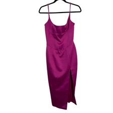 House of CB Casimira Satin Side Slit Corset Midi Dress Sexy Cocktail Pink Size S