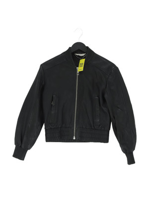 Whistles Women's Jacket UK Black Leather with Polyester