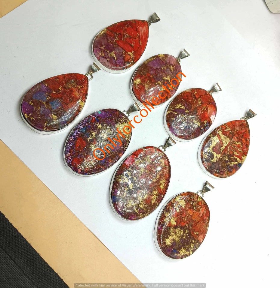 Подвески с драгоценными камнями туркиоза лот ювелирных изделий из серебра 925 пробы с покрытием оптом - Изображение 2 из 4