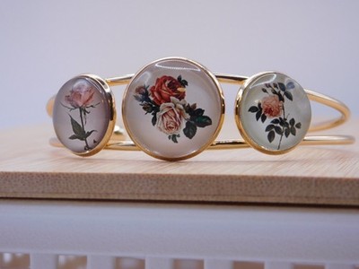 Lovely Cuff Style Bracelet, Vintage Roses