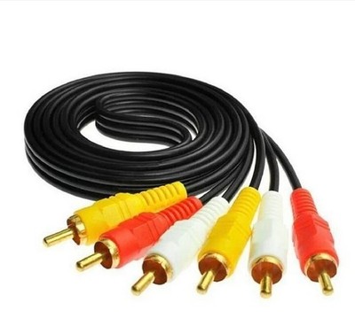 3RCA Male to Plug Cable Lead PHONO Audio & Video Composite AV TV DVD Wire