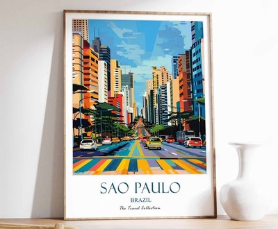 11_Sao Paulo Druck, Sao Paulo Reiseposter, Brasilien Reisedruck, Tropical Decor