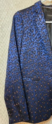 Banana Republic Boyfriend Blazer Women Leopard Single Button Vibrant Blue Suit O - Picture 2 of 11