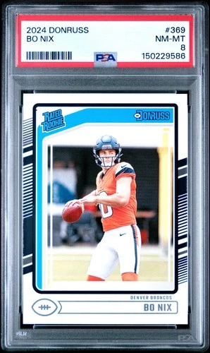 2024 PANINI DONRUSS #369 BO NIX ROOKIE RC PSA 8