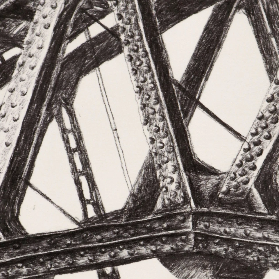 BREMER HANDZEICHNUNG KUGELSCHREIBER BRÜCKE SOLDATEN KRIEG UNIKAT 1971 VP: 180€* - Bild 4 von 4