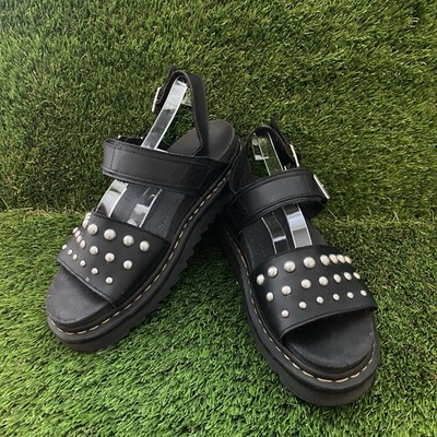 Dr Martens Voss Stud Sandal Black Leather Buckle Women 10