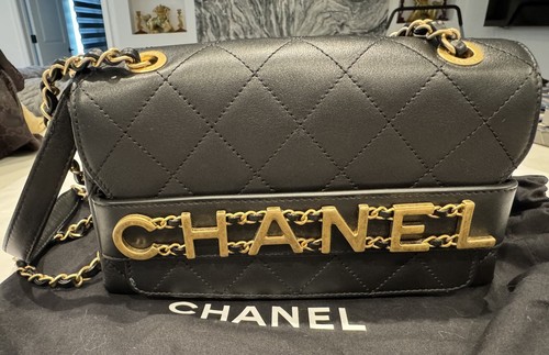 Chanel Black Gold Letter Flap CF Chain Shoulder Crossbody Bag 29 Series