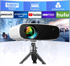 1080P Mini Projector Full HD 200" Screen Tripod Included Portable Home Theater
