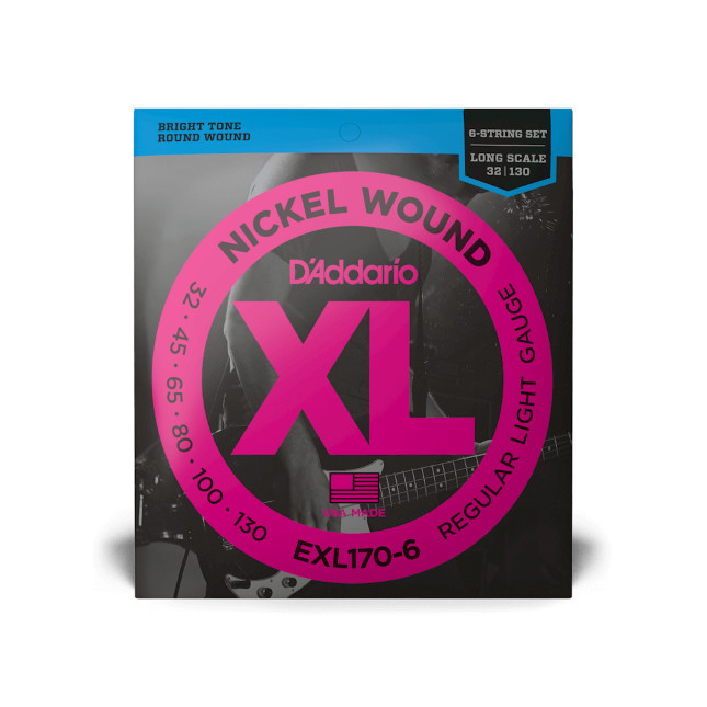 DAddario EXL170-6 Nickel Wound 6-String Bass Strings Light 32-130 Long Scale 5290₽
