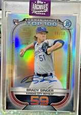 2021 Bowman Chrome ('25 Archives) Brady Singer Top 100 Prospects Auto #09/10