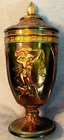 Fenton Carnival Glass Contemporary Dancing Ladies Covered Urn *Teal Green*