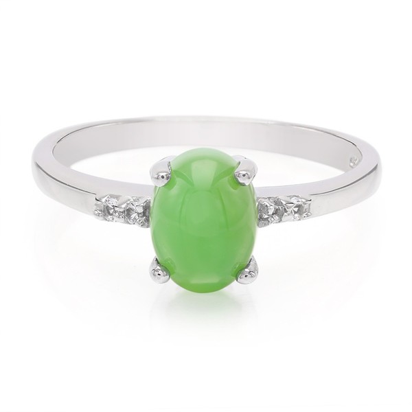 Cavill Ring Silber 925 Chrysopras 1,22Ct Mit 4 WeißEn Topasen Elegant-image