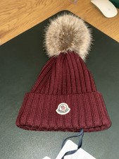 Berretto Moncler Berretto Bordeaux Rosso Bommel NUOVO ORIGINALE con etichetta prezzo 290€