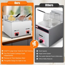 12L Gas Fryer 6L*2 Wells Pan Stainless Steel Kitchen Countertop Food Deep Fryer