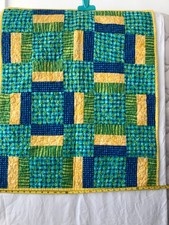Baby Quilt Hand-made. 33" x 28" Bumblebees  Flowers" 100 Cotton Patchwork EUC 
