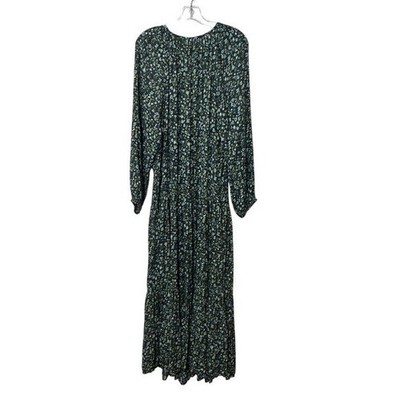 Sonoma 0X Tiered Long Sleeve Maxi Dress Green Floral Cottagecore Boho Modest  | eBay