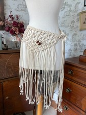 Vintage Y2K Macrame Braided Belt with Wood Beads: Summer, Beach, Coverup, Resort