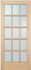 Exterior Hemlock 15 Lite Stain Grade Solid Entry or Patio French Wood Door Doors
