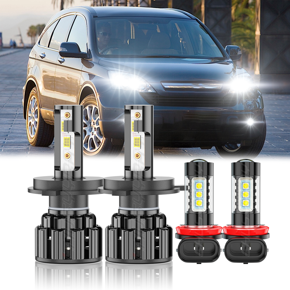 SHENKENUO LED Headlight And Fog Light Kit For Honda CR-V 2007-2014 – 8000K Blue, H4 & H11