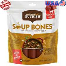 Soup Bones W/ Real Beef  Barley Long-Lasting Chews Healthy Home 6 Dog Chew New