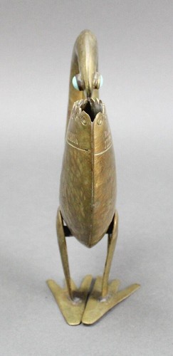 Scultura arte metallo Joaquin Taller Tinta Ecuador MCM ottone uccellino occhi turchesi - Foto 5 di 9