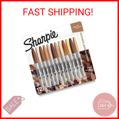 Sharpie Permanent Markers, Portrait Colors, Fine Point, Assorted, 12 Count