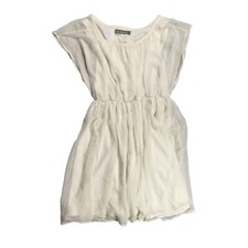 Anthropologie Finn & Clover Medium Cream Flutter Sleeve Dress