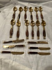 Konvolut 18 Demitasse Löffel Messer Bronzeware Thailand