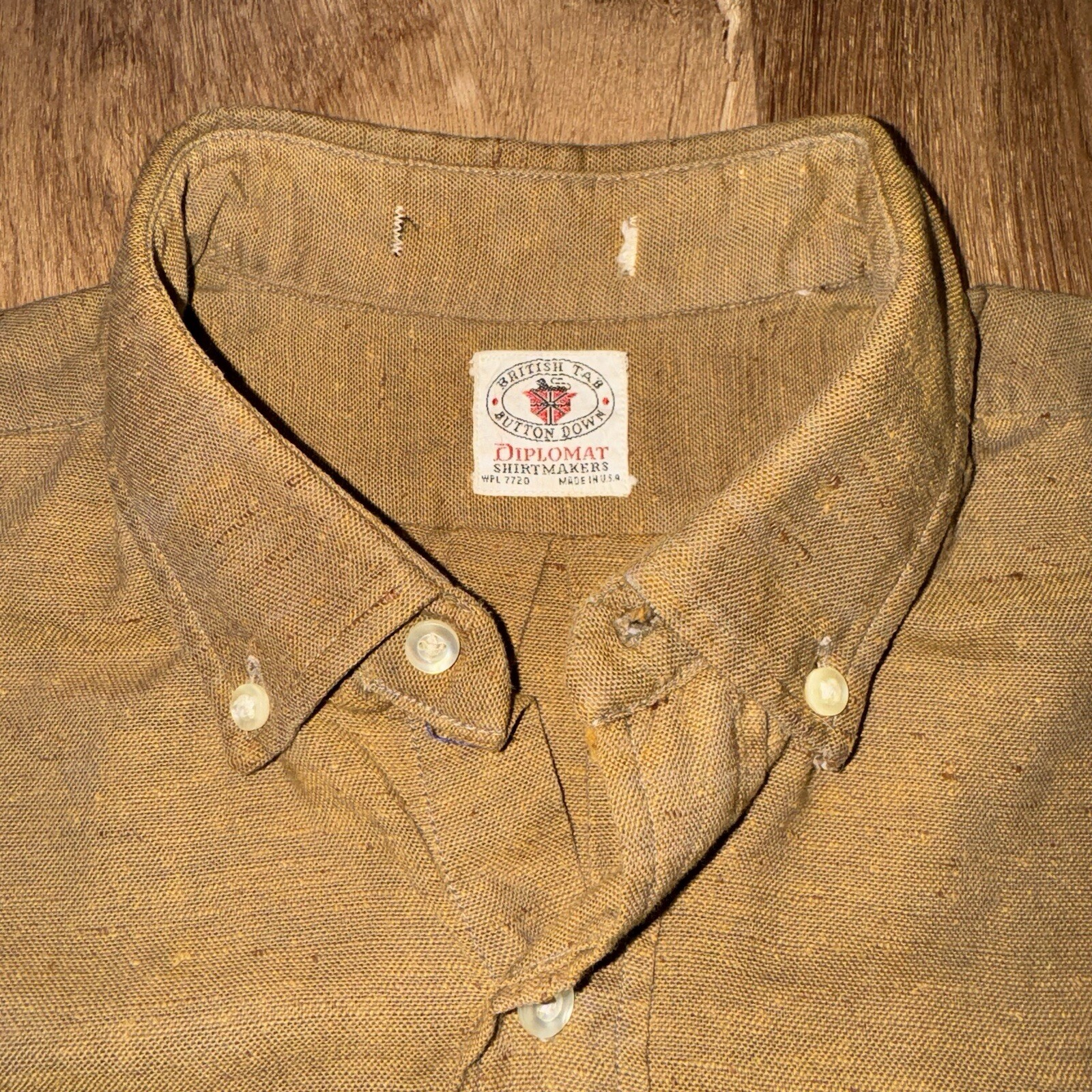Mens Diplomat Dress Shirt Vintage 1960s MCM Oxford Cotton Sanforized USA Medium