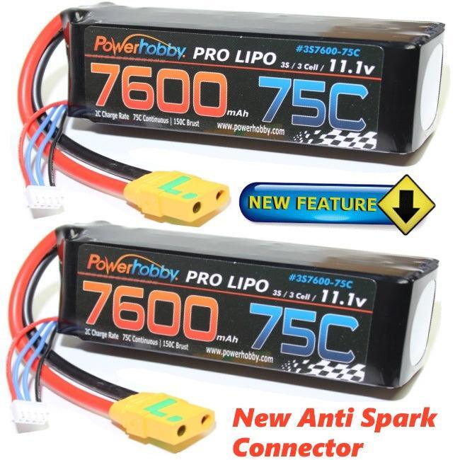 Powerhobby 3S 7600mAh 75C Lipo Battery w XT90  Plugs (2) : C