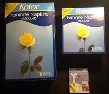 1986 Kotex Tabbed Feminine Napkins 2 Sealed Boxes And 1980 Wonderform Belt!